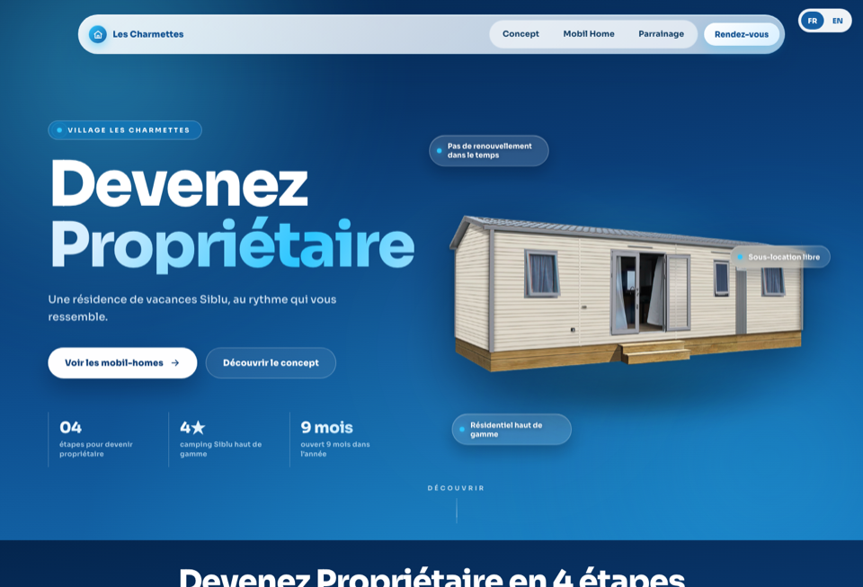 Page d’accueil du site mobilhome-lapalmyre.com